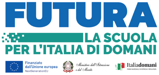 Logo di Futura, la scuola per l'Italia di domani. Finanziato dall'Unione Europea, fondo Next generation RU, Ministero dell'istruzione e del merito, Italia domani Piano Nazionale di Ripresa e Resilienza